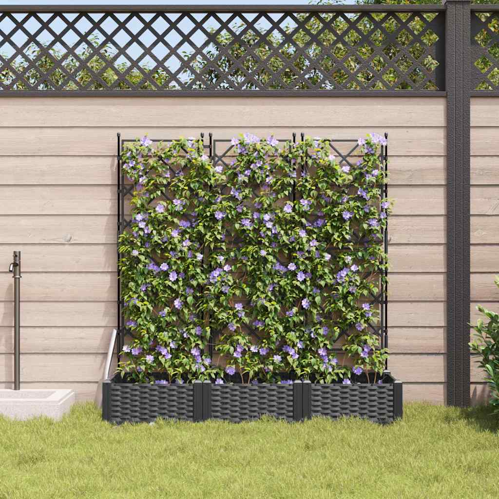 Garden Planter 3 pcs Black 120 x 40 x 125,5 cm PP