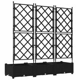 Garden Planter with Trellis 3 pcs Black 120 x 40 x 125.5 cm PP - Close-Up Angle