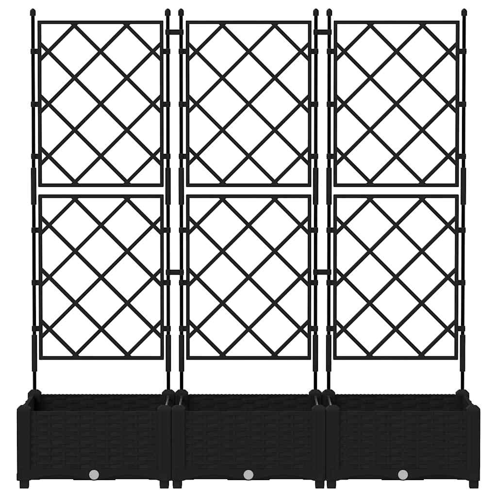 Garden Planter 3 pcs Black 120 x 40 x 125,5 cm PP