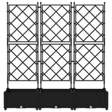 Garden Planter with Trellis 3 pcs Black 120 x 40 x 125.5 cm PP - 45-Degree Angle