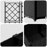 Garden Planter with Trellis 3 pcs Black 120 x 40 x 143 cm PP - Close-Up Angle