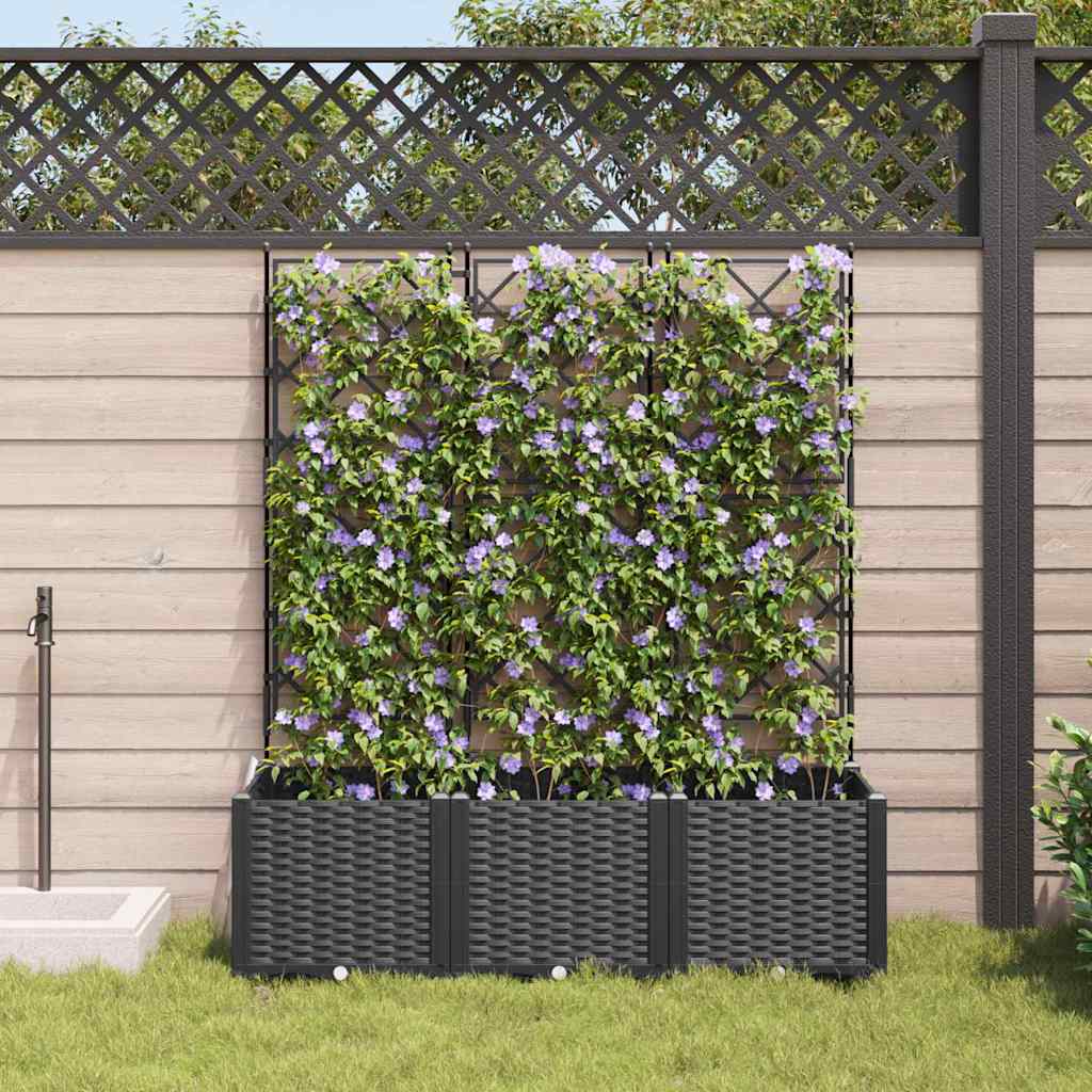 Garden Planter 3 pcs Black 120 x 40 x 143 cm PP