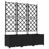 Garden Planter 3 pcs Black 120 x 40 x 143 cm PP