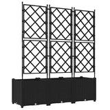 Garden Planter with Trellis 3 pcs Black 120 x 40 x 143 cm PP - Rear View