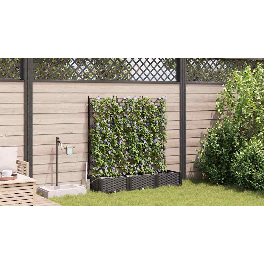 Garden Planter 3 pcs Black 120 x 40 x 126 cm PP