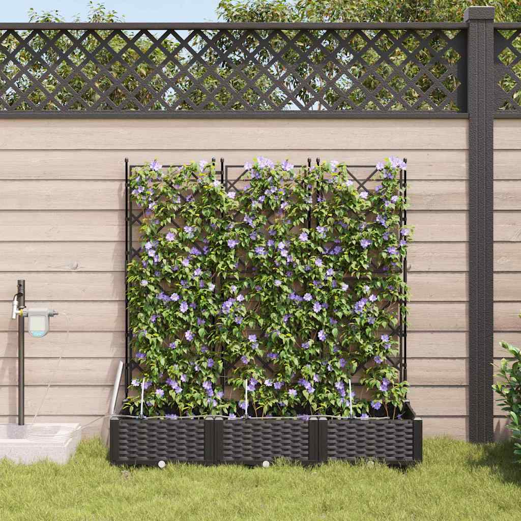 Garden Planter 3 pcs Black 120 x 40 x 126 cm PP
