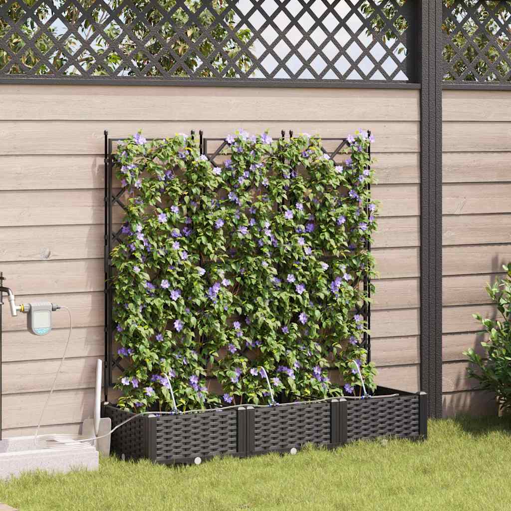 Garden Planter 3 pcs Black 120 x 40 x 126 cm PP