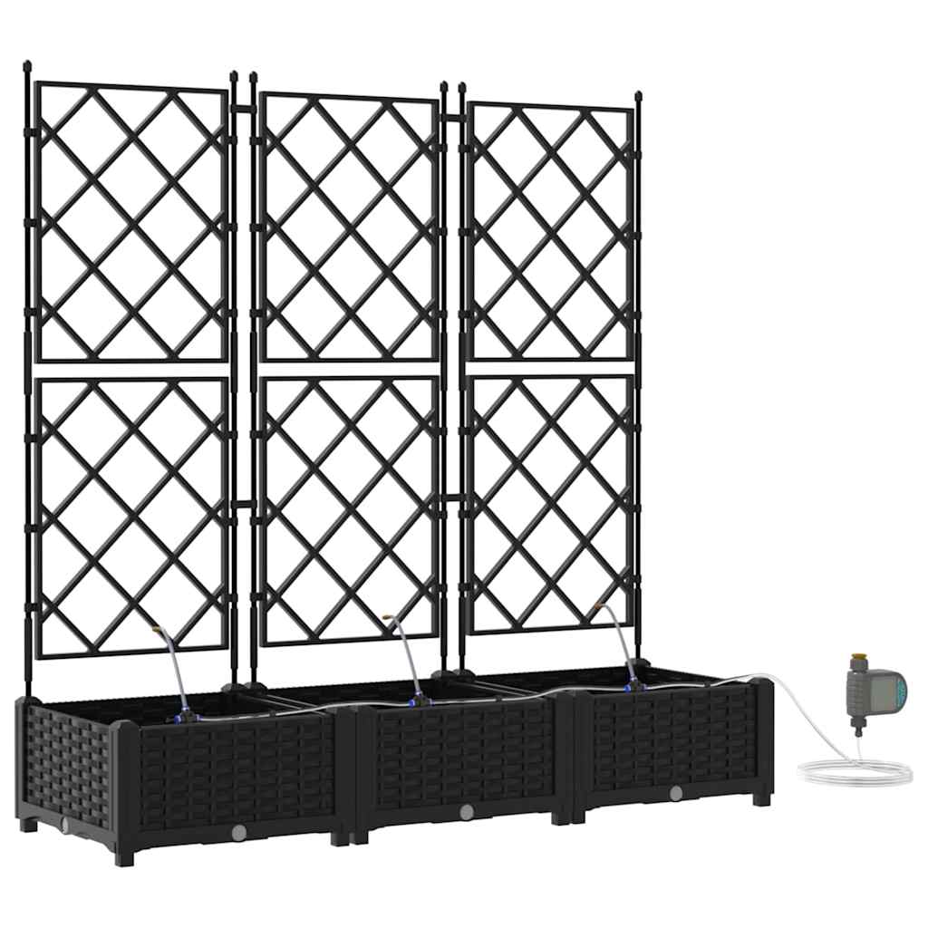 Garden Planter 3 pcs Black 120 x 40 x 126 cm PP