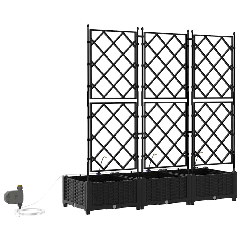 Garden Planter 3 pcs Black 120 x 40 x 126 cm PP