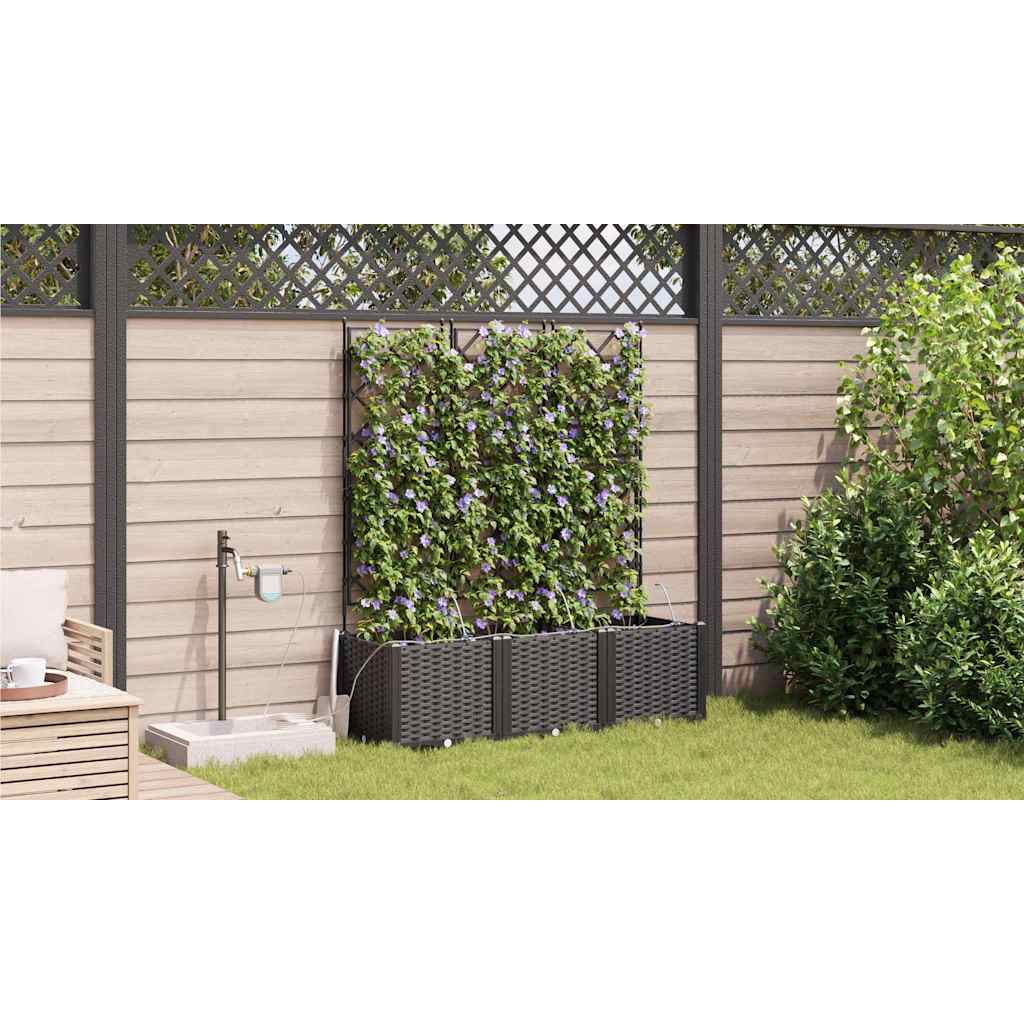 Garden Planter 3 pcs Black 120 x 40 x 142 cm PP