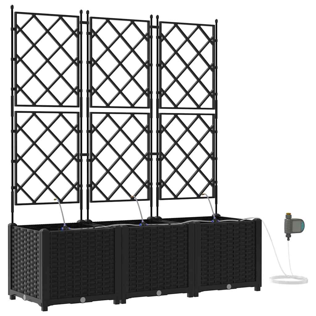 Garden Planter 3 pcs Black 120 x 40 x 142 cm PP