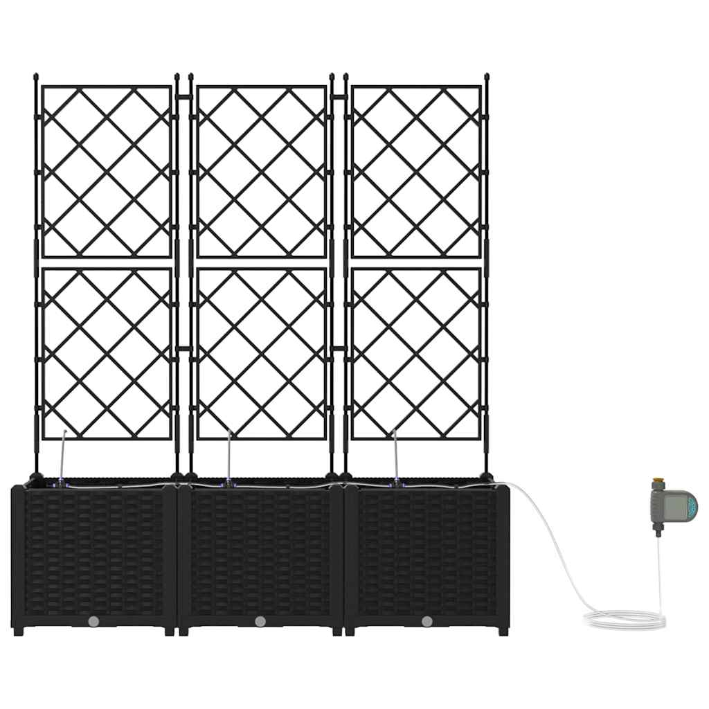 Garden Planter 3 pcs Black 120 x 40 x 142 cm PP