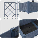 Garden Planter with Trellis 3 pcs Grey 120 x 40 x 125.5 cm PP - Close-Up Angle