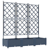 Garden Planter with Trellis 3 pcs Grey 120 x 40 x 125.5 cm PP - Front View