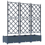 Garden Planter with Trellis 3 pcs Grey 120 x 40 x 125.5 cm PP - Rear View