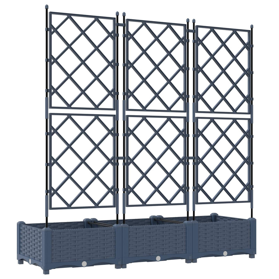 Garden Planter 3 pcs Grey 120 x 40 x 125,5 cm PP