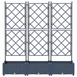 Garden Planter with Trellis 3 pcs Grey 120 x 40 x 125.5 cm PP - Top-Down View