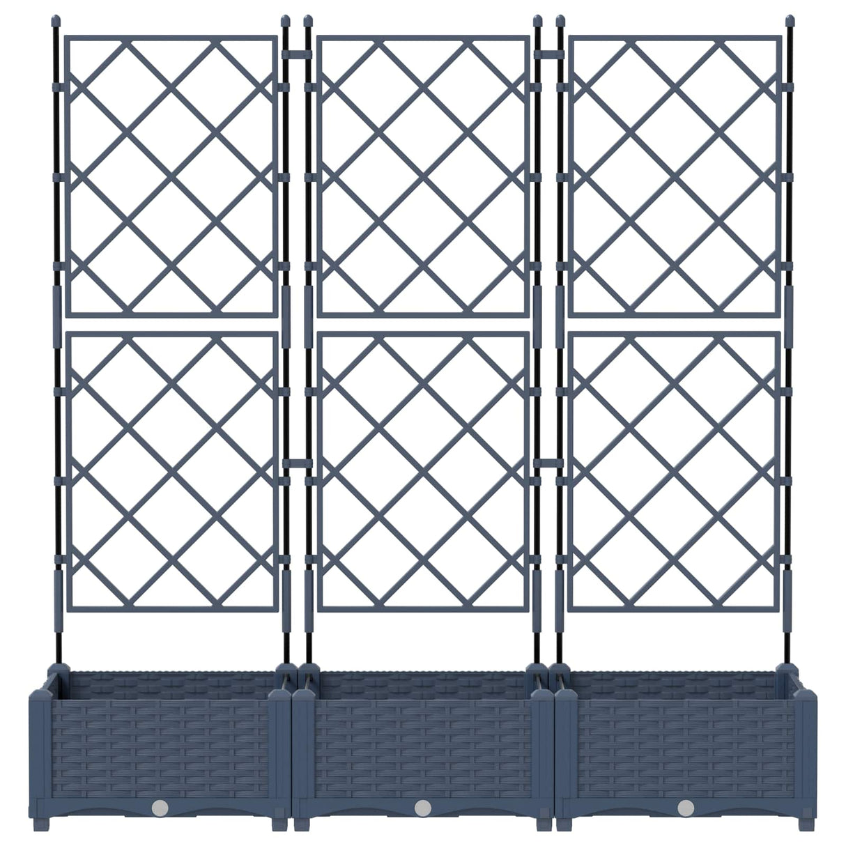 Garden Planter 3 pcs Grey 120 x 40 x 125,5 cm PP