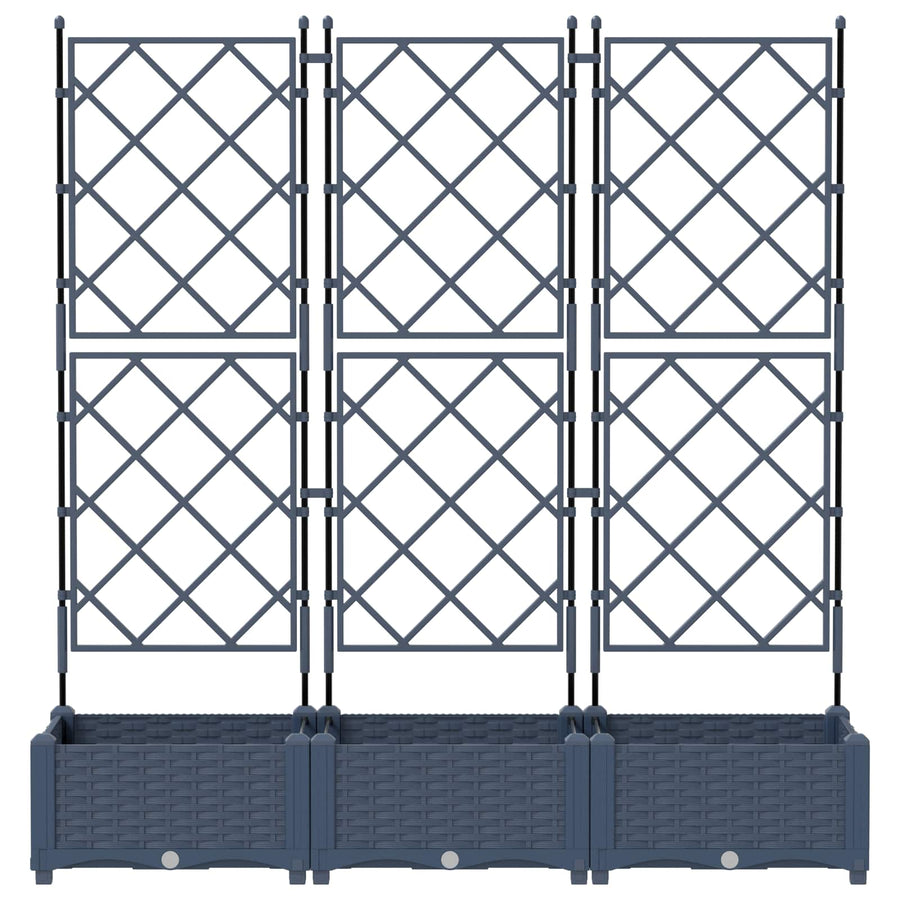Garden Planter 3 pcs Grey 120 x 40 x 125,5 cm PP