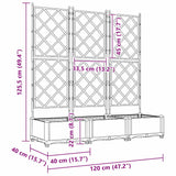 Garden Planter with Trellis 3 pcs Grey 120 x 40 x 125.5 cm PP - Low Angle