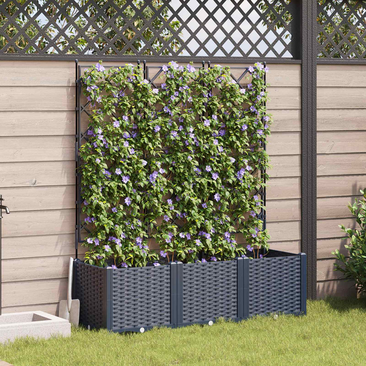 Garden Planter 3 pcs Grey 120 x 40 x 143 cm PP