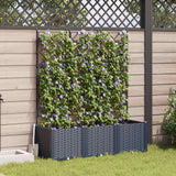 Garden Planter 3 pcs Grey 120 x 40 x 143 cm PP