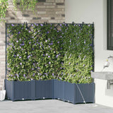 Garden Planter with Trellis 3 pcs Grey 120 x 40 x 143 cm PP - Side View
