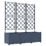 Garden Planter 3 pcs Grey 120 x 40 x 143 cm PP