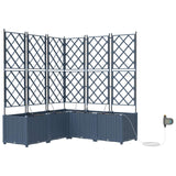 Garden Planter with Trellis 3 pcs Grey 120 x 40 x 143 cm PP - Front View