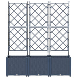 Garden Planter 3 pcs Grey 120 x 40 x 143 cm PP
