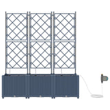 Garden Planter with Trellis 3 pcs Grey 120 x 40 x 143 cm PP - Top-Down View