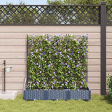 Garden Planter 3 pcs Grey 120 x 40 x 126 cm PP