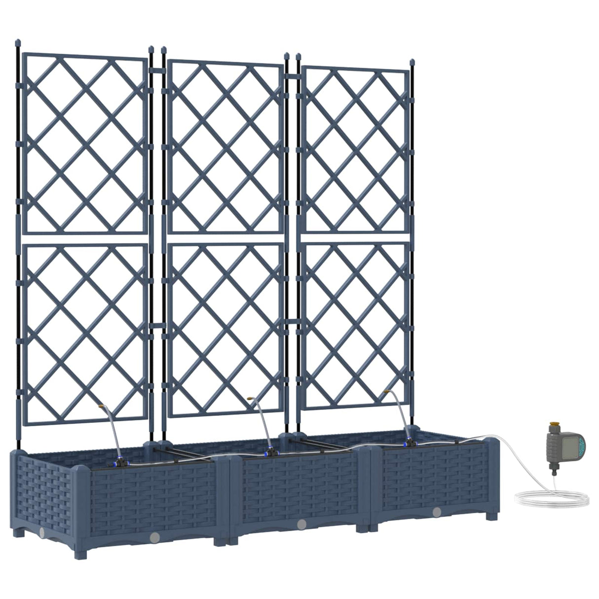 Garden Planter 3 pcs Grey 120 x 40 x 126 cm PP