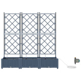 Garden Planter 3 pcs Grey 120 x 40 x 126 cm PP