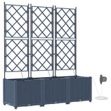 Garden Planter 3 pcs Grey 120 x 40 x 142 cm PP