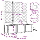Garden Planter 3 pcs Grey 120 x 40 x 142 cm PP