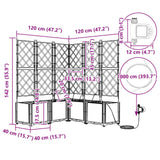 Garden Planter 3 pcs Grey 120 x 120 x 142 cm Steel - Rear View