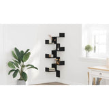 Wall Corner Shelf with Shelf Black Oak 45 x 45 x 147 cm - Close-Up Angle