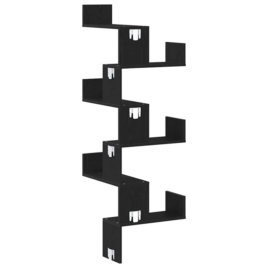 Wall Corner Shelf Black Oak 45 x 45 x 147 cm