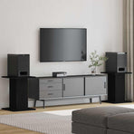 Speaker Stands 2 pcs Black Oak 30 x 30 x 40 cm Engineered Wood