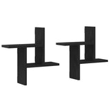 Wall Shelves 2 pcs Black Oak 38x12x38 cm Engineered Wood - Front View