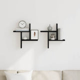 Wall Shelves 2 pcs Black Oak 38x12x38 cm Engineered Wood - Side View