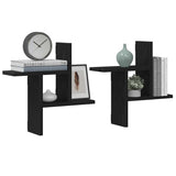 Wall Shelves 2 pcs Black Oak 38x12x38 cm Engineered Wood