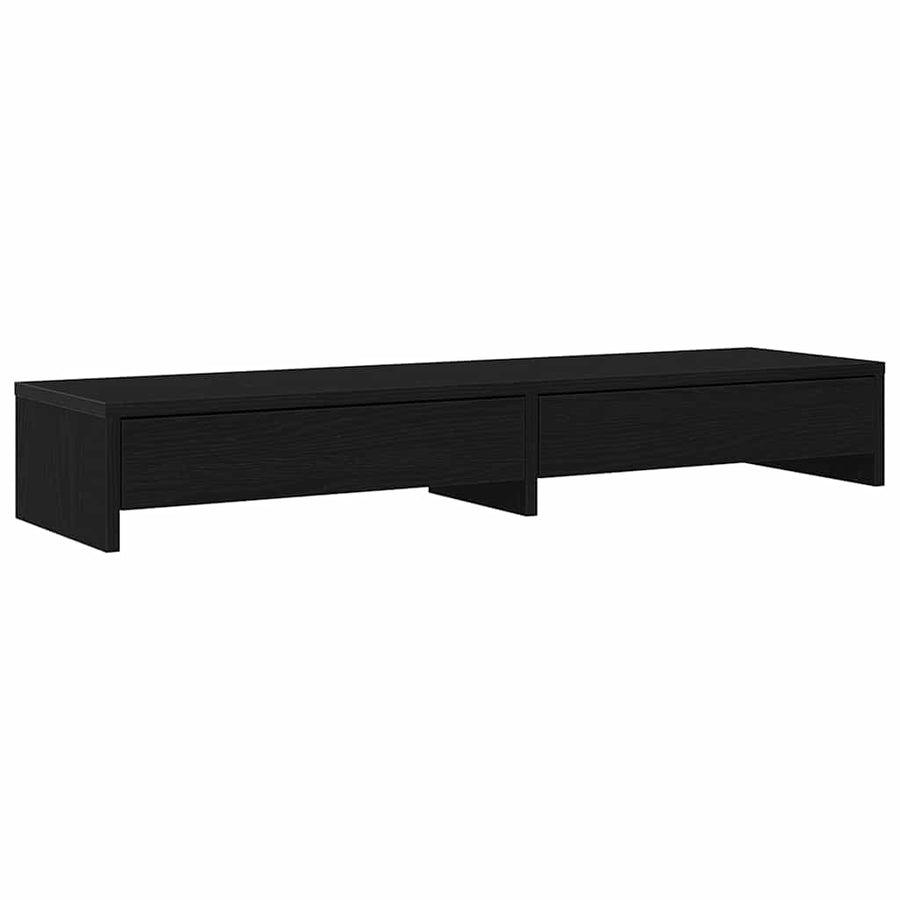 Monitor Stand with Drawers Black Oak 100x27x15 cm