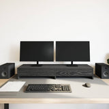 Monitor Stand with Drawers Black Oak 100x27x15cm Engineered Wood - Side View