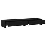Monitor Stand with Drawers Black Oak 100x27x15 cm
