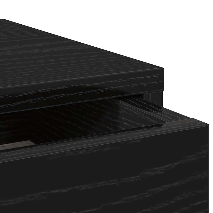 Monitor Stand with Drawers Black Oak 100x27x15 cm