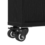 Narrow Storage Trolley Black Oak 48 x 13 x 68 cm - Close-Up Angle