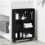Narrow Storage Trolley 3-Tier 48 x 13 x 68 cm Black Oak