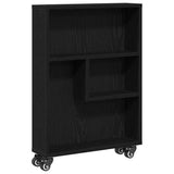Narrow Storage Trolley Black Oak 48 x 13 x 68 cm - Front View